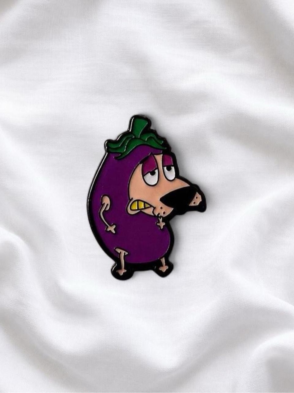 Purple Eggplant Character Enamel Pin courage the cowardly dog